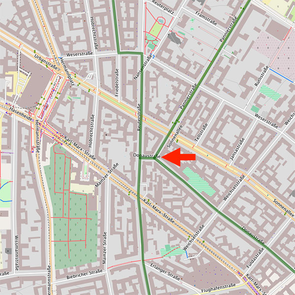 Lageplan: Donaustraße/Pannierstraße.