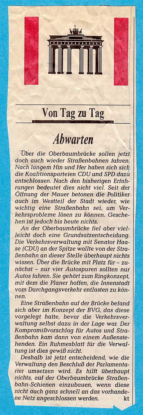 Scan des Tagesspiegelkommentars vom 24.09.1992.