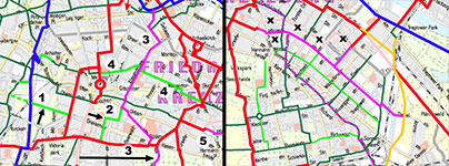 Lageplan mit Skizze vorgeschlagene Maßnahmen Donaustraße. 