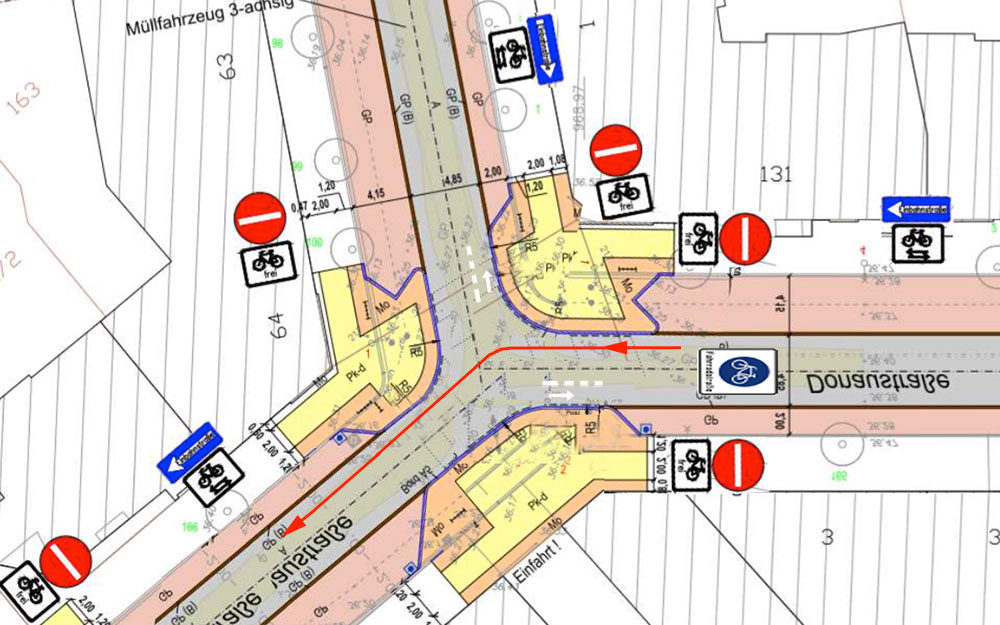 Vorschlag Einmündung Pannierstraße in Originalplan eingezeichnet.