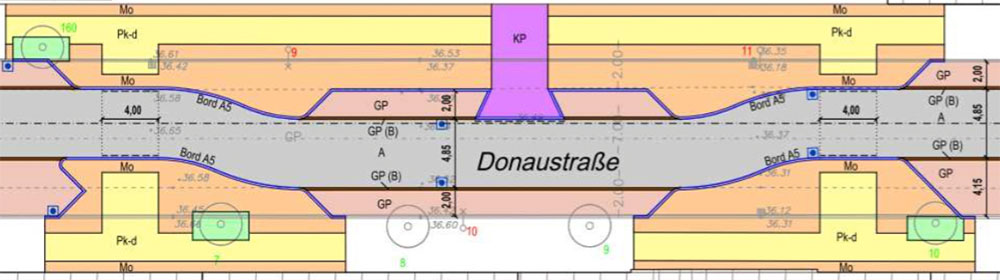 Originalplan Verschwenkung Donaustraße.